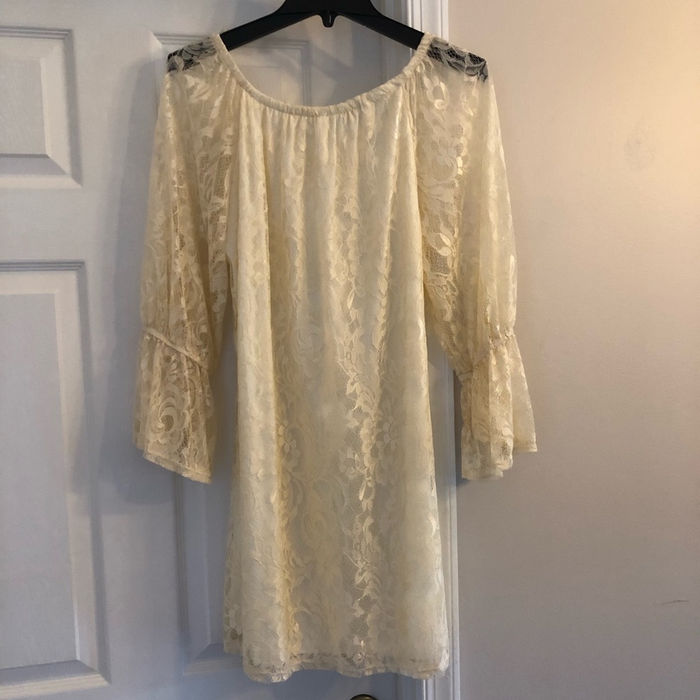 Lace, cream, woman’s dress